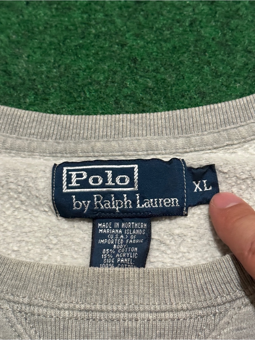 Polo Ralph Lauren Vintage Crewneck Gray XL 25x28 90s Sweatshirt Ribbed - Picture 3 of 6